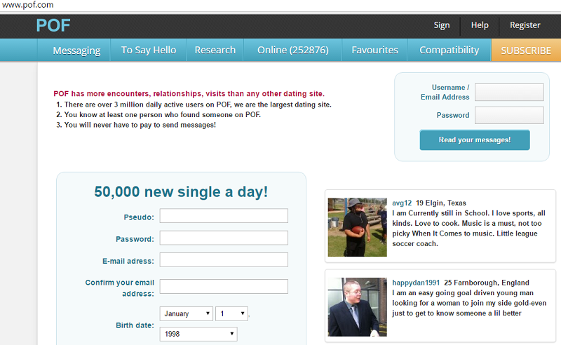Pof sign in login page